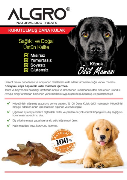 %100 Dana Kulak Çiğneme Ödül Maması 120 gr x 2 Adet