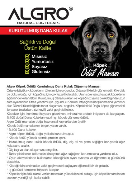 %100 Dana Kulak Çiğneme Ödül Maması 120 gr x 2 Adet
