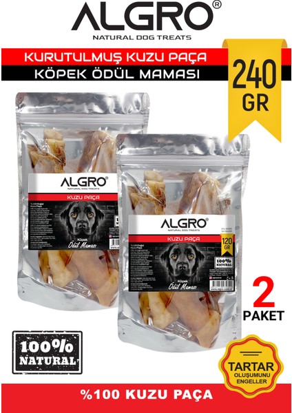 %100 Kuzu Paça Çiğneme Maması 120 gr x 2 Adet