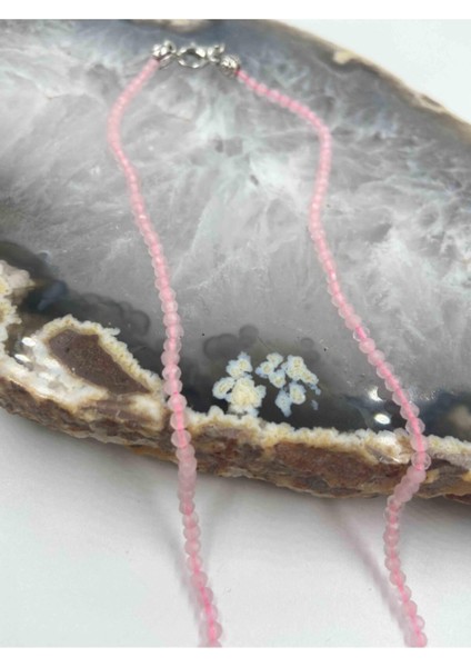 Sertifikalı Pembe Kuvars Taşı Doğaltaş Kolye 2 mm fiyatları