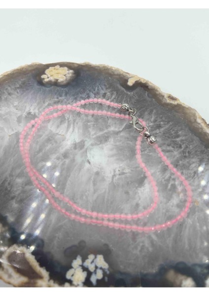 Sertifikalı Pembe Kuvars Taşı Doğaltaş Kolye 2 mm modelleri