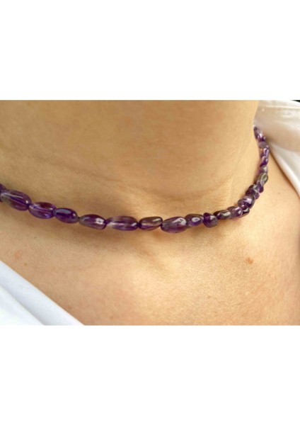 Sertifikalı Kadın Ametist Taşı Doğaltaş Kolye fiyatları