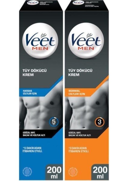 Hassas Erkeklere Özel Tüy Dökücü 200 ml + Men Normal Erkeklere Özel Tüy Dökücü 200 ml