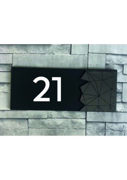 Dekoratif Aynalı Füme Kapı Numarası - 21