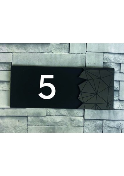 Dekoratif Aynalı Füme Kapı Numarası - 5
