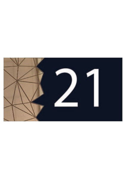 Dekoratif Aynalı Modern Kapı Numarası - Gold 21