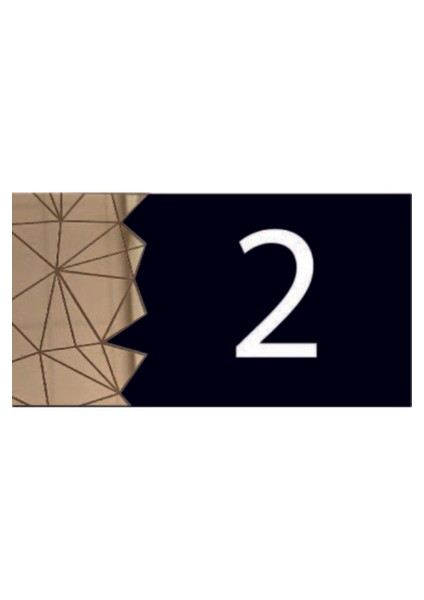 Dekoratif Aynalı Modern Kapı Numarası - Gold 2