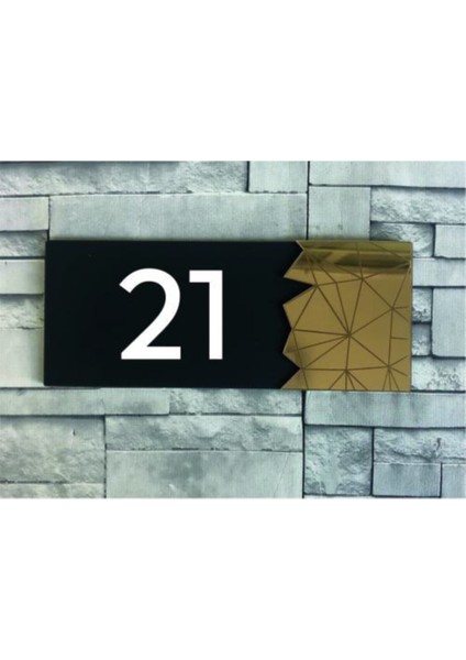 Dekoratif Gold Aynalı Kapı Numarası - 21