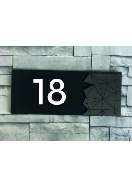 Dekoratif Aynalı Füme Kapı Numarası - 18