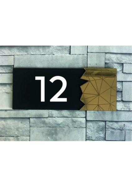 Dekoratif Gold Aynalı Kapı Numarası - 12