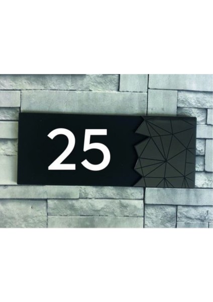 Dekoratif Aynalı Füme Kapı Numarası - 25
