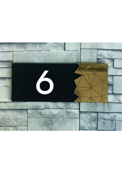 Dekoratif Gold Aynalı Kapı Numarası - 6