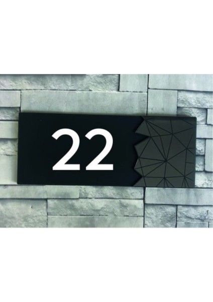 Dekoratif Aynalı Füme Kapı Numarası - 22