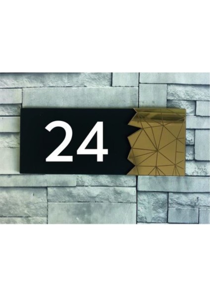 Dekoratif Gold Aynalı Kapı Numarası - 24