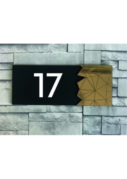Dekoratif Gold Aynalı Kapı Numarası - 17