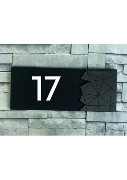 Dekoratif Aynalı Füme Kapı Numarası - 17