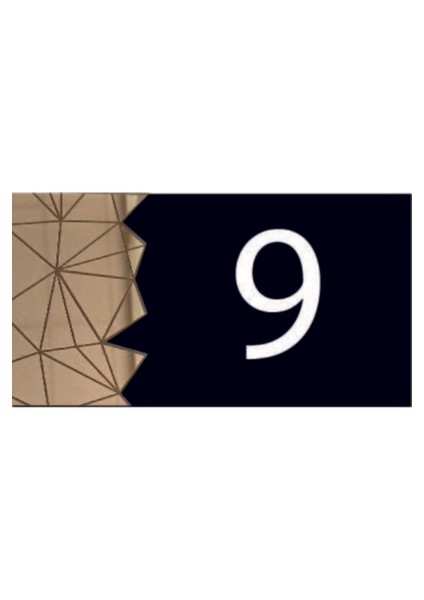 Dekoratif Aynalı Modern Kapı Numarası - Gold 9
