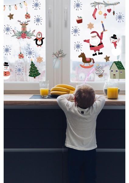 Sevimli Noel Baba Ve Kış Süs Stickerleri 51 Parça