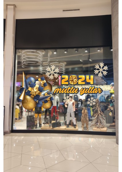 Mağaza Yıl Başı Vitrin Süsü Stickerleri