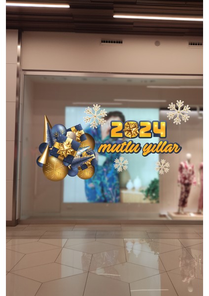 Mağaza Yıl Başı Vitrin Süsü Stickerleri