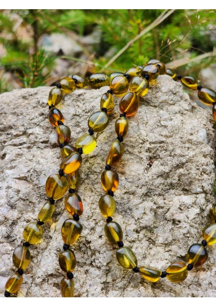 Kehribar Sarayı Kehribar Erkek Kolye Yeşil Renk 60 cm