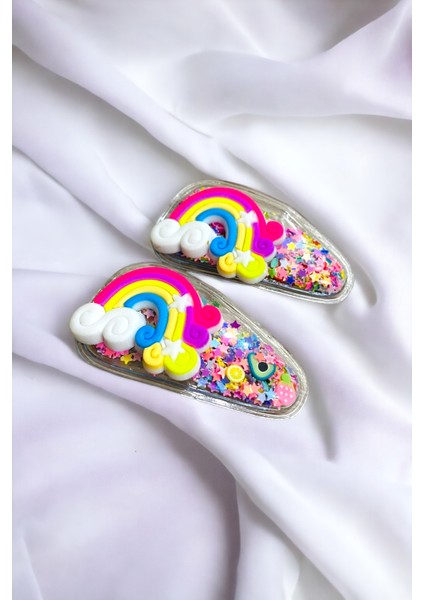 2 Li Pullu Gökkuşaklı Çıt Çıt Çocuk Toka Seti fiyatları