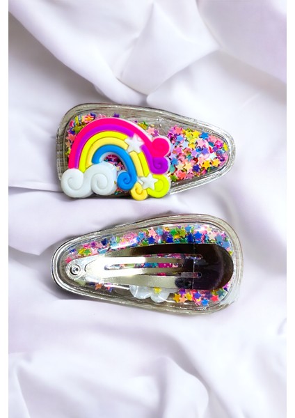 2 Li Pullu Gökkuşaklı Çıt Çıt Çocuk Toka Seti modelleri