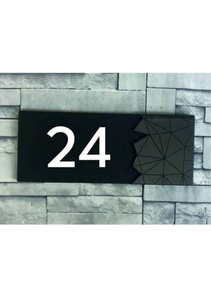 Dekoratif Aynalı Füme Kapı Numarası - 24