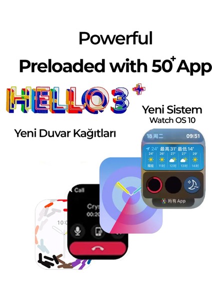 Hello Watch 3+ Plus Ultra 2 Amoled Ekran 4gb IP68 İos Android Uyumlu Akıllı Saat