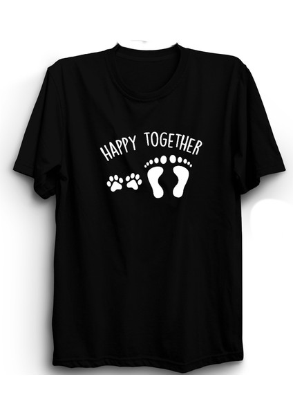 Happy Together, Birlikte Mutluyuz, Pati ve Ayak, Paw, Cat, Dog Tişört