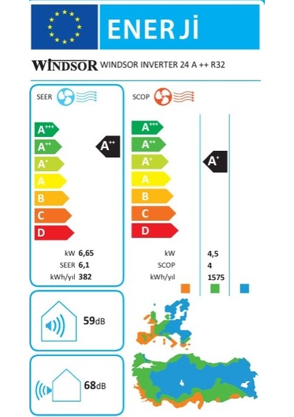 A++ 24000 BTU Inverter Duvar Tipi Klima