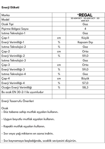 SO 6041 BCY 4 Gözlü Gazlı Cam Set Üstü Ocak