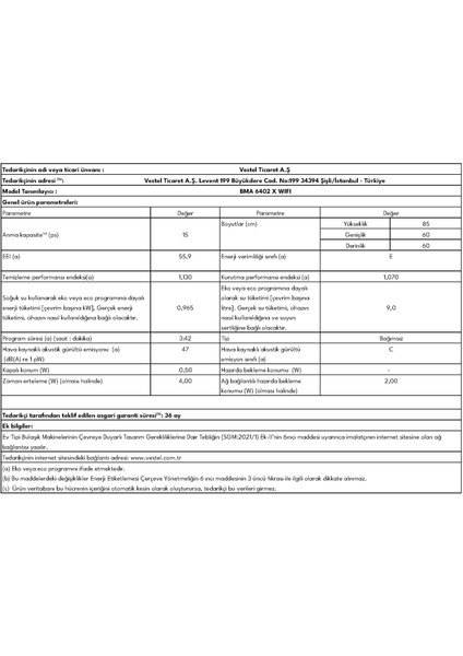 BMA 6402 X WIFI 6 Programlı Ankastre Bulaşık Makinesi