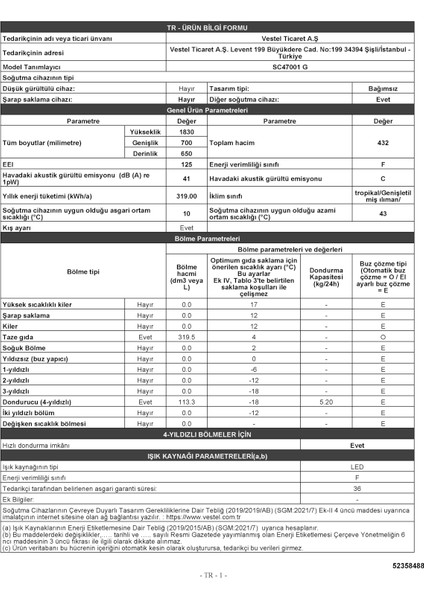 SC47001 G 432 Lt Statik Buzdolabı