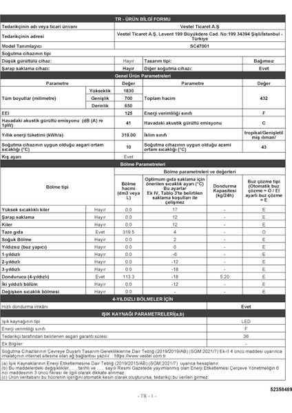 SC47001 Statik Buzdolabı