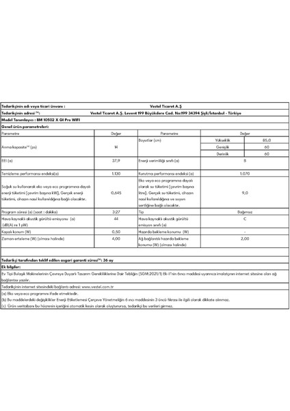 BM 10502 X GI Pro 10 Programlı Bulaşık Makinesi