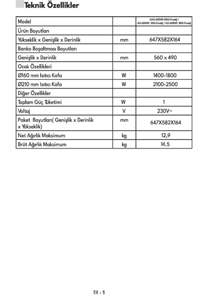 AO-651049 Sdg-Prestij 65 cm Cam Ankastre Ocak