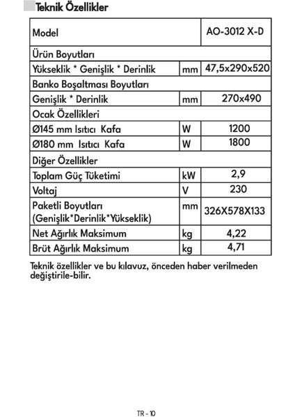 AO-3012 X-D Ankastre Siyah Ocak - Doğalgazlı