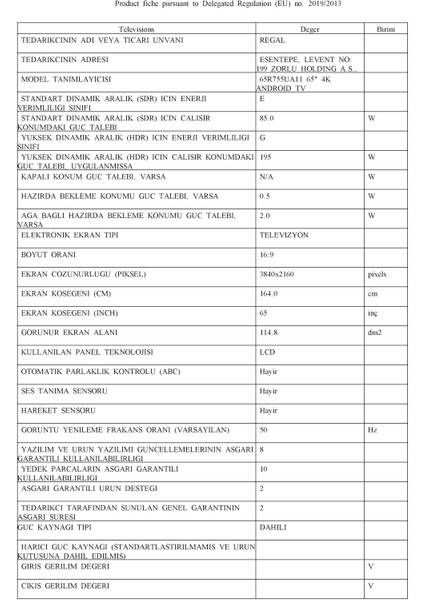 65R755UA11 65" 164 Ekran Uydu Alıcılı 4K Ultra HD Android LED TV fırsatları