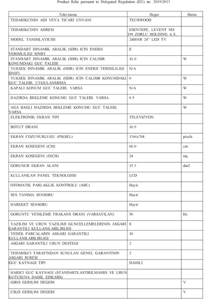 24H01R 24" 60 Ekran Dahili Uydu Alıcılı HD Ready LED TV fırsatları