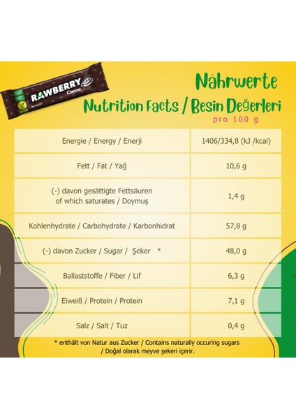 Kakaolu Şeker ilavesiz Vegan Glütensiz Kuruyemiş Bar 15'li modelleri