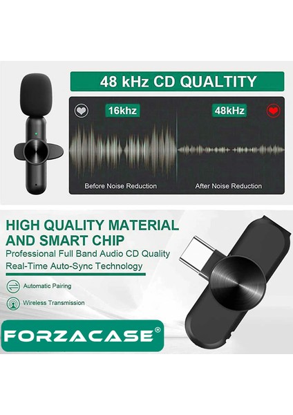 Type-C Profesyonel Wireless Kablosuz Yaka Mikrofonu Lavalier - FC100