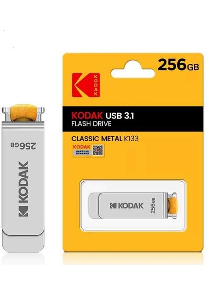 K133 256Gb Yüksek Hızlı 3.1 USB Flash Bellek Dönüştürücü Hediye Metal Orjinal Sağlam