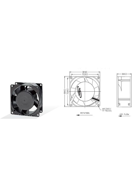 80X80X38 mm 220 Volt Metal Fan
