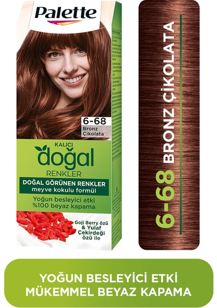 Kalıcı Doğal Renkler 6-68 Bronz Çikolata Saç Boyası Goji Berry Özü & Yulaf Çekirdeği Özü ile