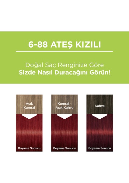 Kalıcı Doğal Renkler 6-88 Ateş Kızılı Saç Boyası Goji Berry Özü & Yulaf Çekirdeği Özü ile