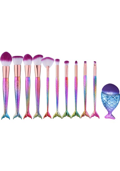 10 Adet Renkli + Küçük Balık Makyaj Fırçası (Yurt Dışından)