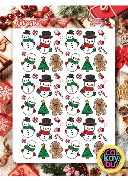 Hediye Paketi Christmas Sticker Set A4 Boyutunda 1 Sayfa