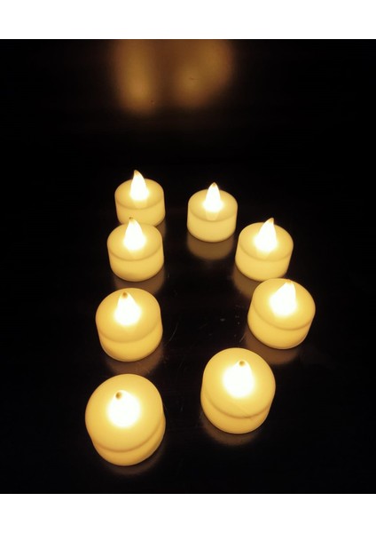 8 Adet Tealight LED Mum Dumansız Sarı Işık Piller Dahil