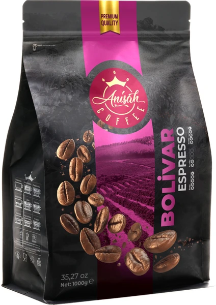 Anisah Coffee Bolivar Espresso Çekirdek Kahve Koyu Kavrulmuş 1000 gr